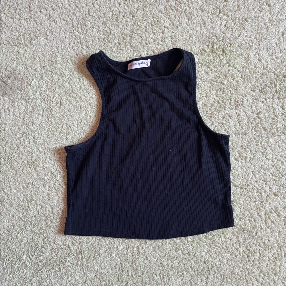 Black cropped tank top